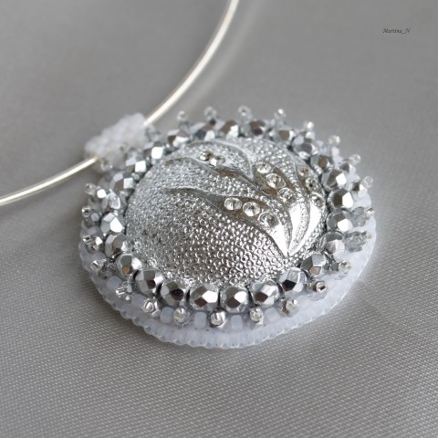 Metallic Silver...náhrdelník náhrdelník svatba knoflík stříbrná svatební obšívaný 