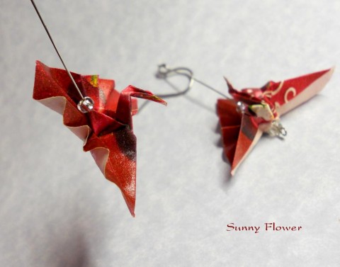Třešňoví Kotobukizuru origami červená jeřáb třešeň ptáci skládačky 