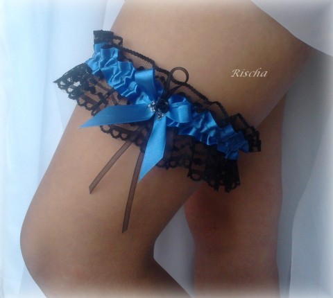 PODVAZEK černo - modrý modrý dárek černá krajka sexy černý krajkový dárkový erotické podvazek erotika erotický 