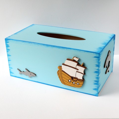 Krabička na kapesníky námořnická dárek moře krabička dětský pirát loď koráb námořnický kotva maják plachetnice námořník kormidlo kapesníčky pro děti na kapesníky kapesníková na moři 