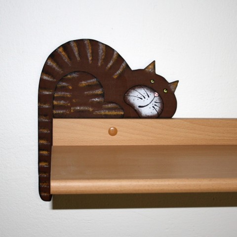 Kocour - hlídač dveří dřevěný dřevěné dekorace dárek kočka kocour hlídač na zeď na dveře na stěnu 