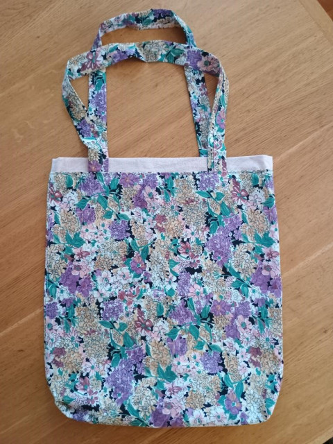 Nákupní taška květinová taška fialová květiny látková podšívka 