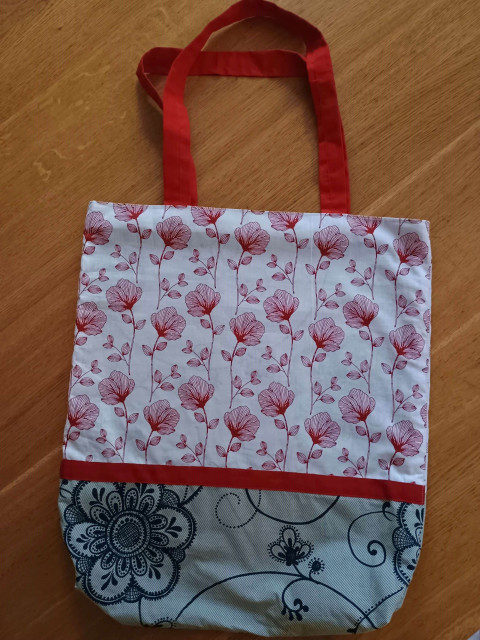 Nákupní taška květinová červená taška podšívka nákupní 