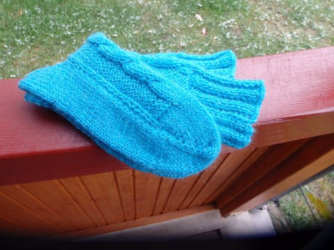 Tyrkysové vlněné ponožky ponožky ručně pletené ponožky vlněné ponožky 