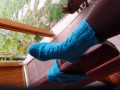 Tyrkysové vlněné ponožky