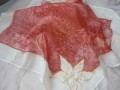 Hedvábný šátek - hnědočervené květy