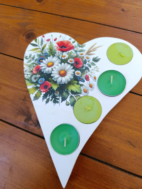 Květinový svícen III. srdce dekorace svícen decoupage jaro odlitky licí hmota 
