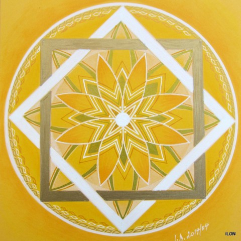 MANDALA ODPUŠTĚNÍ obraz barvy mandala malba žlutá  