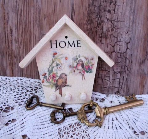 věšák na klíče-home věšák domeček ptáčci domek home 
