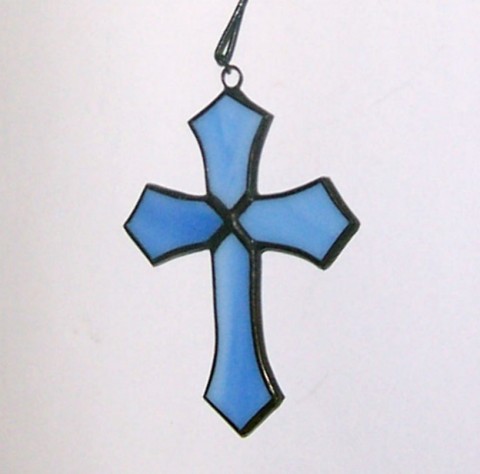 Křížek šperk modrý křížek kůže 