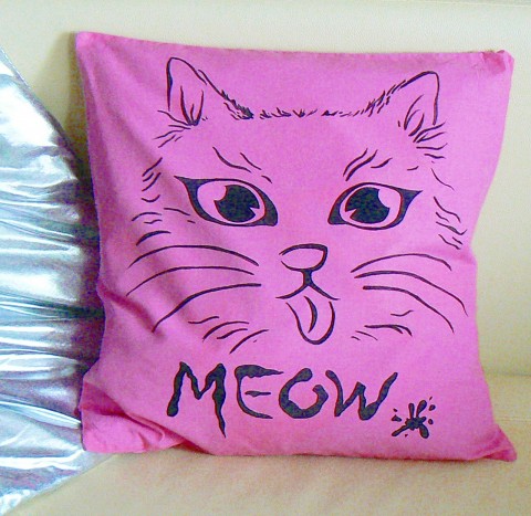 Kočičí povlak na polštář růžová kočka polštář pink povlak pro děti 