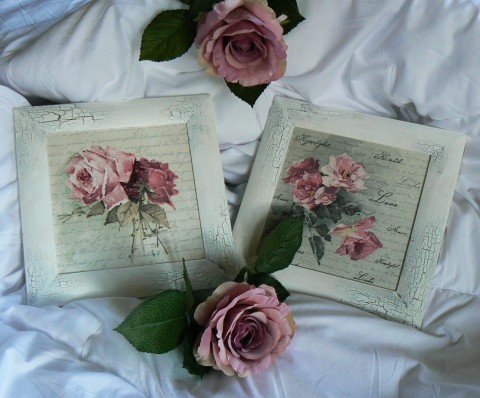 Růže - souprava dvou obrázků růžová růže vintage obrázk 