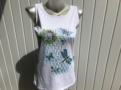 Malované triko Léto malované slunečnice triko bílé léto 