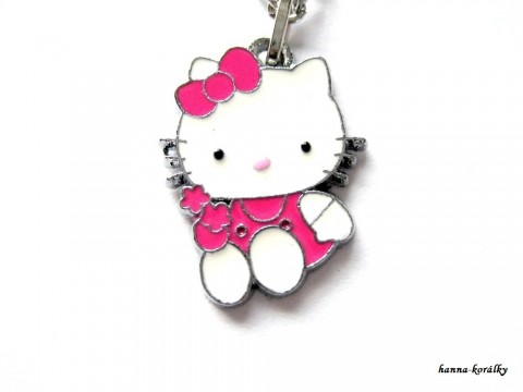 Řetízek Hello Kitty s malin.mašlí přívěsek stříbrný holčičí dětský řetízek bižuterní kitty hello helo kity 
