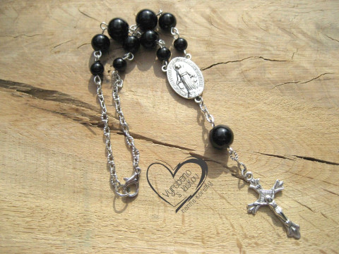 Růženec do auta - černý talisman růženec ochrana amulet ochranný do auta řidič autorůženec na cestách 