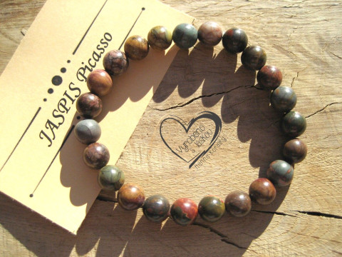Náramek Jaspis Picasso hnědý 8mm náramek minerál minerální pro alergiky 