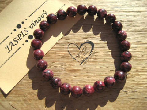 Náramek Jaspis vínový červený 8mm náramek minerál minerální pro alergiky 