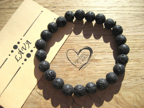 Náramek Láva černá 8mm náramek minerál minerální pro alergiky 