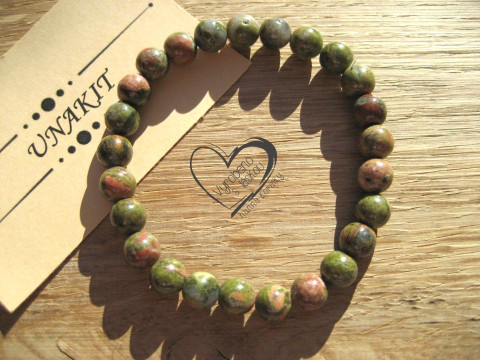 Náramek Unakit 8mm náramek minerál minerální pro alergiky 