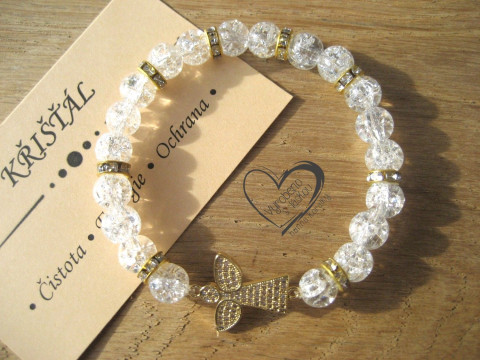 Náramek Křišťál zlatý anděl náramek minerál anděl minerální rose gold 