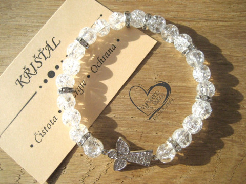 Náramek Křišťál stříbrný anděl náramek minerál anděl minerální rose gold 