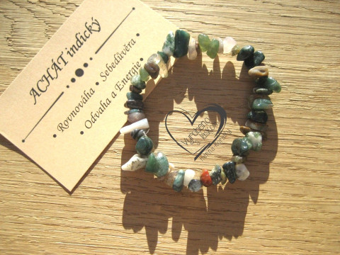 Pružný náramek - Achát indický náramek minerál gumička zlomky minerální sekaný 