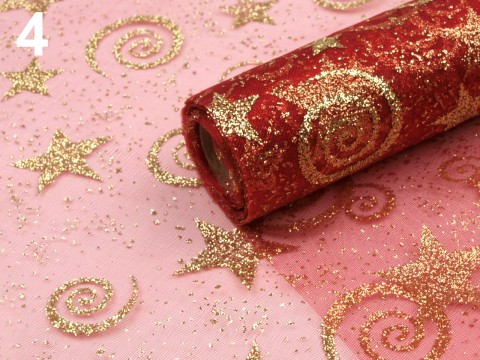 Organza vánoční, cena je za 4.5m vánoční dekorační tyl organza látka slavnostní 
