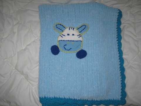 zebra do modra deka přikrývka háčkovaná deka 