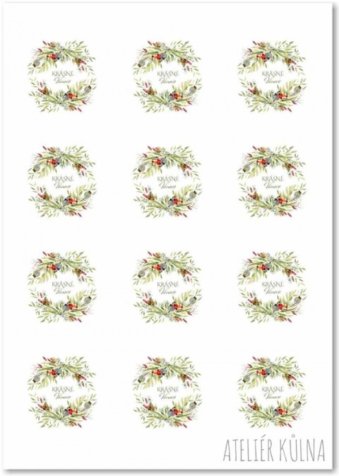 Vánoční No.4 *Makůvky* (12ks) samolepky samolepka vánoční samolepka vánoční samolepky samolepky kruhové samolepky na dárky 