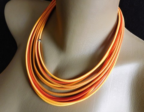Náhrdelník - Pomerančový.... náhrdelník nerez materiál textilní materil 