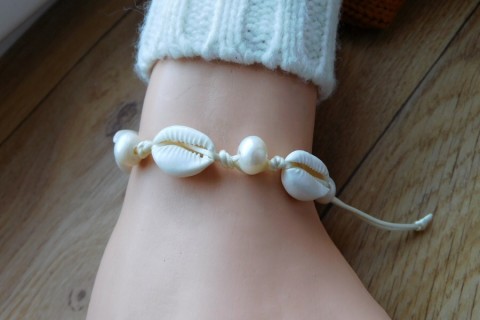Náramek -Pravé mušle a perly náramek mušle bílé perly pravé perly 