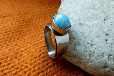 Nerezový prsten s larimarem prsten nerez larimar kámen do modra 