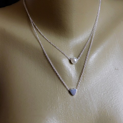 Náhrdelník - dvojřetízek náhrdelník stříbrná barva rhodiováno 