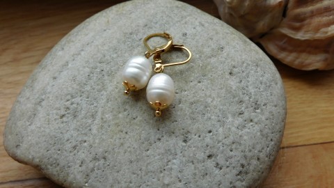 Naušnice krása bílých perlí nerez velká bílá perla 