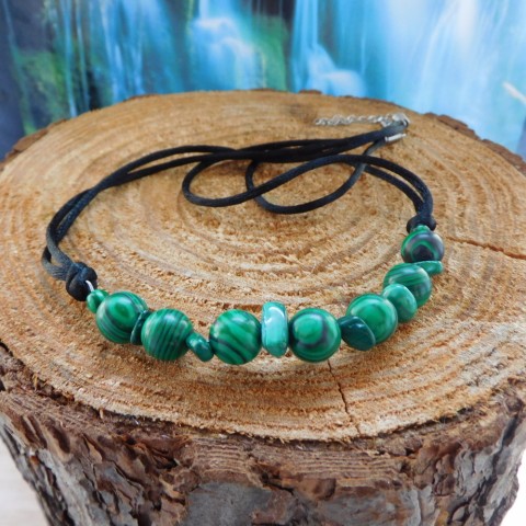 Náhrdelník - Zelený malachit +nerez náhrdelník nerez malachit 