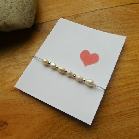 Náramek - pravé říční perličky náramek korálky nerez satén říční perly 