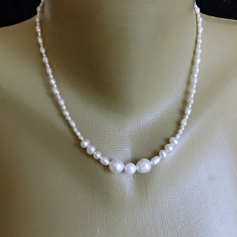 Náhrdelník-Pravé perly ruzně velké náhrdelník bílá nerez pavá perlička 