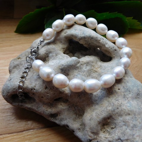 Náramek - Krásné bílé pravé perly náramek nerez poliodrahokamy. pravé bílé perly 