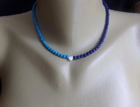 Náhrdelník , dva odstíny modré náhrdelník nerez polodrahokamy lapis lazuli modrý howlit 