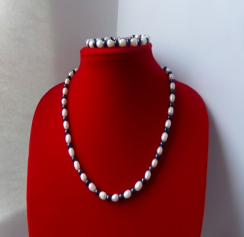 Souprava dvojbarevná náhrdelník nerez souprava dvojbarevná perlová 