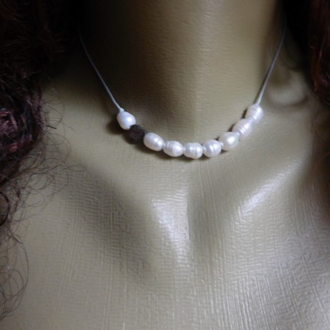 Náhrdelník- bílé perly, srdce náhrdelník perly srdce nerez 