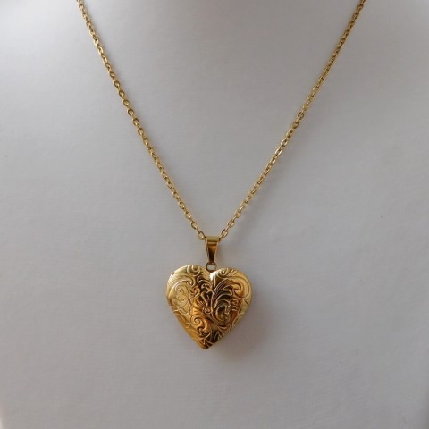 Nerezový medailonek pozlacený náhrdelník srdce nerez medailonek pozlacení 