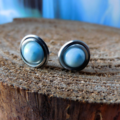 Naušnice nerezové s larimarem nerez naušnice larimar napichovátka 