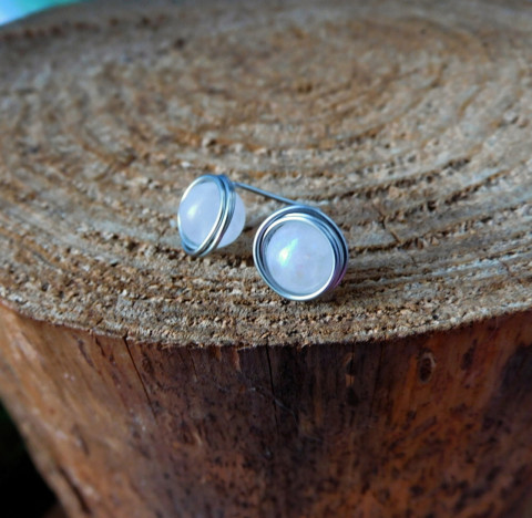 Naušnice,nerez, měsíční kámen nerez naušnice měsíční kámen napichovátka 