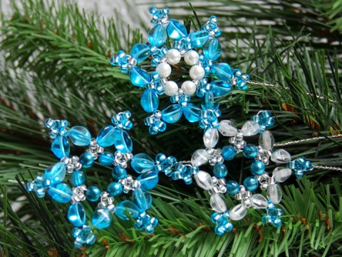 Hvězdy s drátkem VAN 26-28 dekorace originální korálky zápich modrá vánoce sklo vánoční hvězda ozdoba stříbrná rokajl pohanka čirá netradiční třpytivý akvamarín vločka tvarovky 