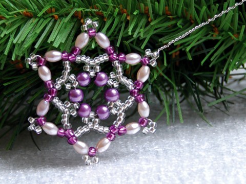 Hvězda s drátkem VAN 42 dekorace originální korálky zápich vánoce sklo fialová vánoční hvězda ozdoba lila stříbrná rokajl pohanka čirá netradiční třpytivý vločka tvarovky 