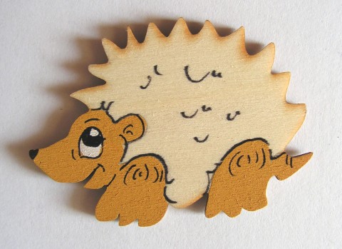 Magnetka - Ježek dřevo jablko zvíře děti zahrada dětské ježek les magnet ručně malované ruční malba lesní zvěř bodlina 