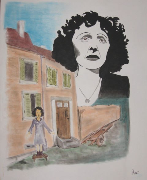 Obraz na plátně - Edith Piaf portrét malba žena akryl hudba grafika umění 