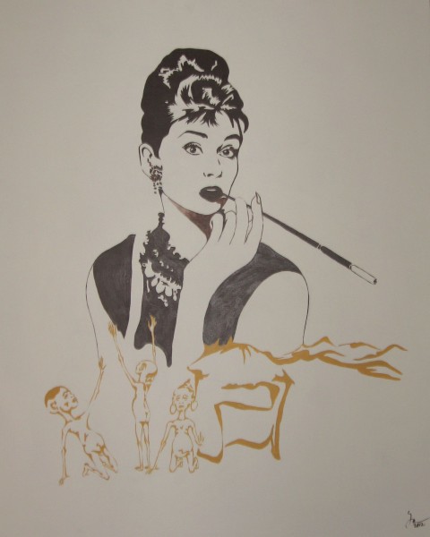 Obraz na plátně - Audrey Hepburne dřevěný dřevěné ruční práce malba malování design hračky nábytek výtvarník grafik hodinový manžel domácnost dtp 