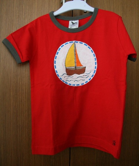 Tričko dětské loď červená červené triko dětské loď tričko 